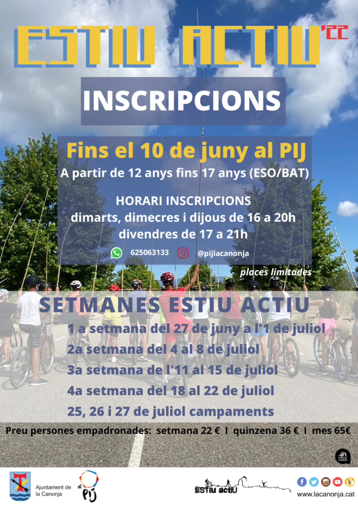 Inscripcions Estiu Actiu '22