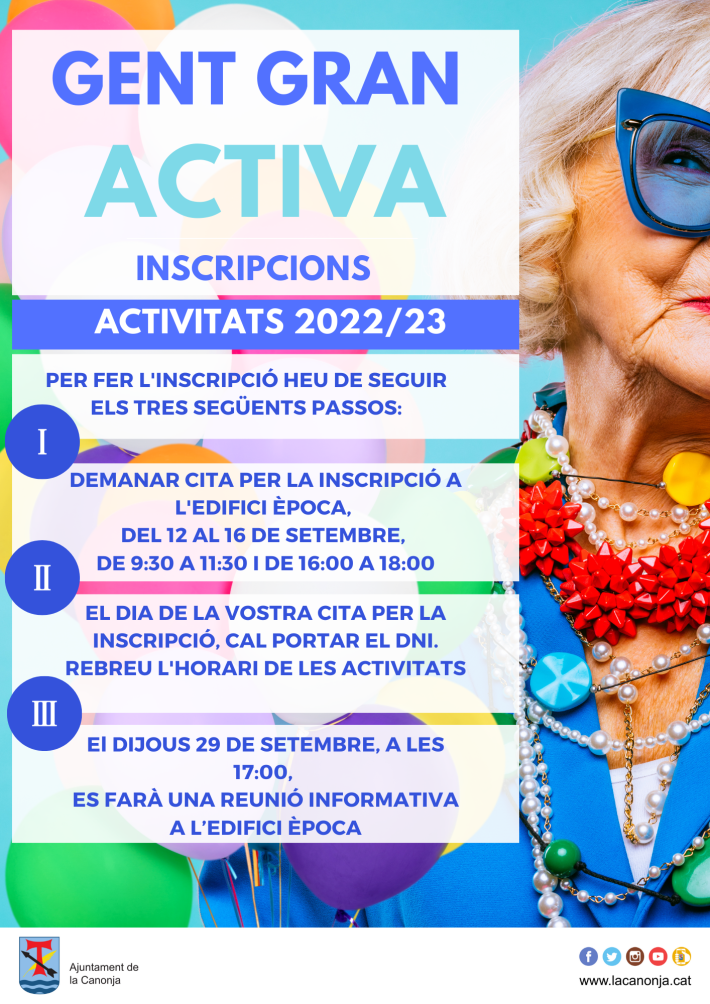 Inscripcions: Gent Gran Activa. Activitats 2022/23