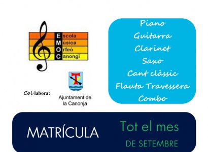 Període de matrícula per l'Escola de Música de l'Orfeó Canongí