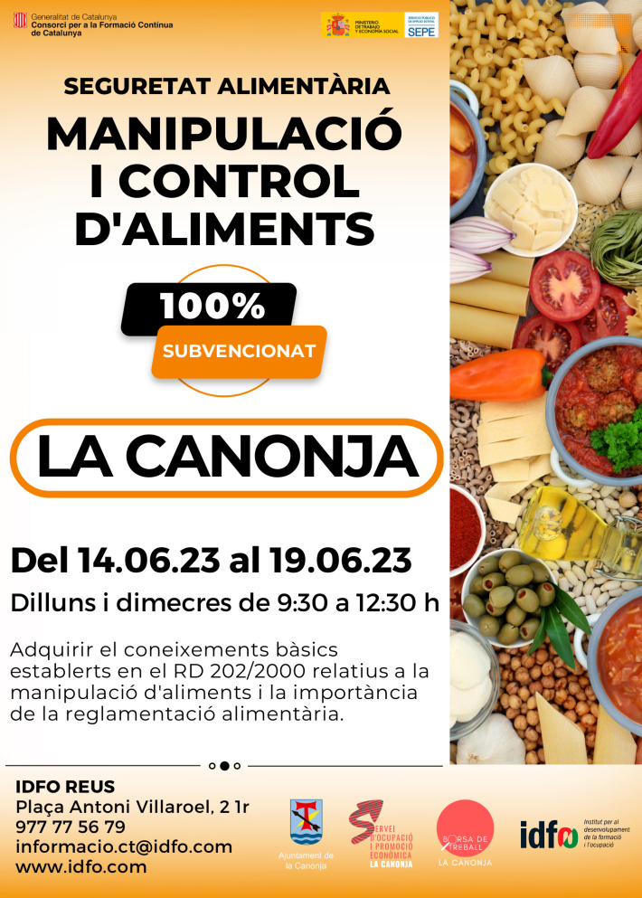 Curs de seguretat alimentària: Manipulació i control d'aliments