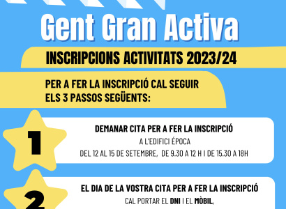 GENT GRAN ACTIVA: Demana cita per a fer la inscripció