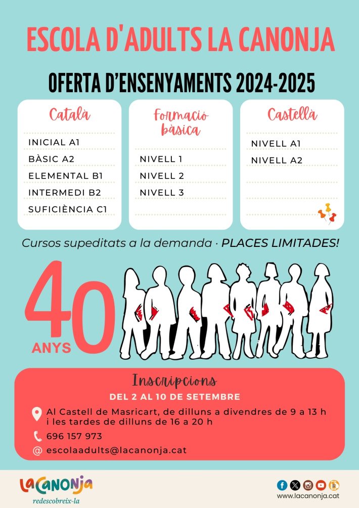 Preinscripcions a l'Escola d'Adults. Curs 2024/25