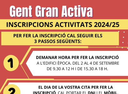 Cita per a les inscripcions de les activitats de la Gent Gran Activa