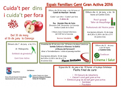 Espais Familiars Gent Gran Activa: Conferència "Cuida't per dins i cuida't per fora"