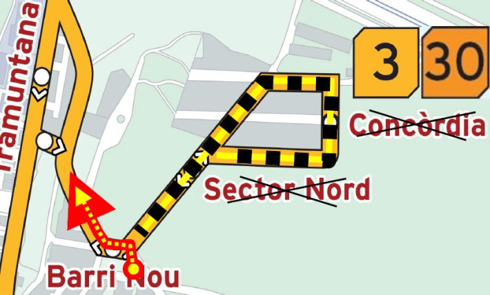 Del 21 al 24 de juliol: Afectacions al recorregut de l'autobús al Sector Nord