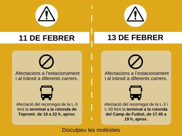 Afectacions amb motiu dels actes de Carnaval