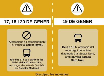 Del 17 al 20 de gener: afectacions al recorregut de l'autobús amb motiu de la Festa Major