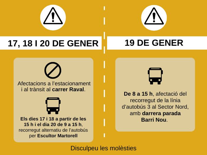 Del 17 al 20 de gener: afectacions al recorregut de l'autobús amb motiu de la Festa Major