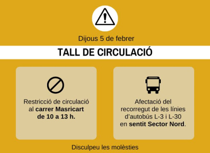 6 de febrer al matí: tall de circulació al carrer Masricart
