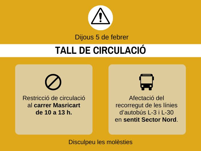 6 de febrer al matí: tall de circulació al carrer Masricart