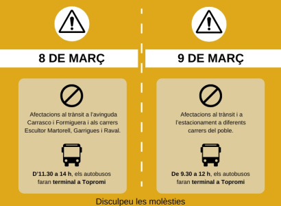 8 i 9 de març: afectacions al trànsit amb motiu dels actes del Dia de les Dones