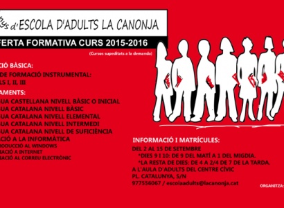 ESCOLA D'ADULTS: Oferta formativa i inscripcions per al curs 2015-16 