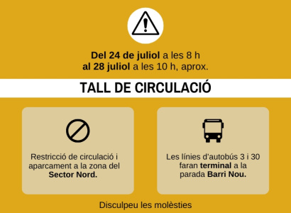 Del 24 al 28 de juliol: afectacions al trànsit i al transport públic al Sector Nord