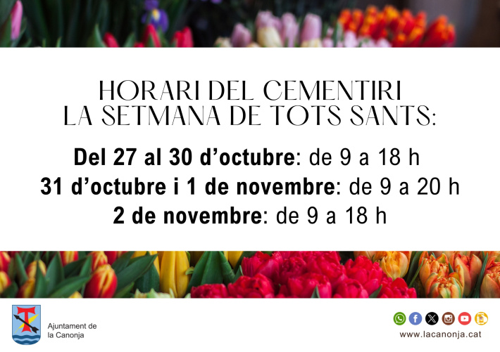 Horari del cementiri la setmana de Tots Sants