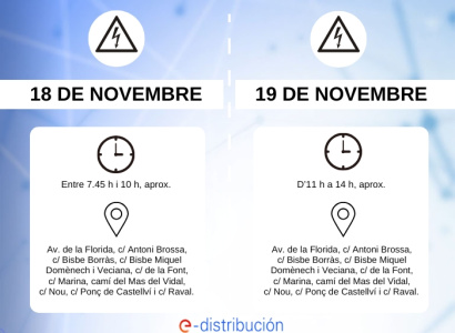 18 i 19 de novembre al matí: tall temporal de subministrament elèctric