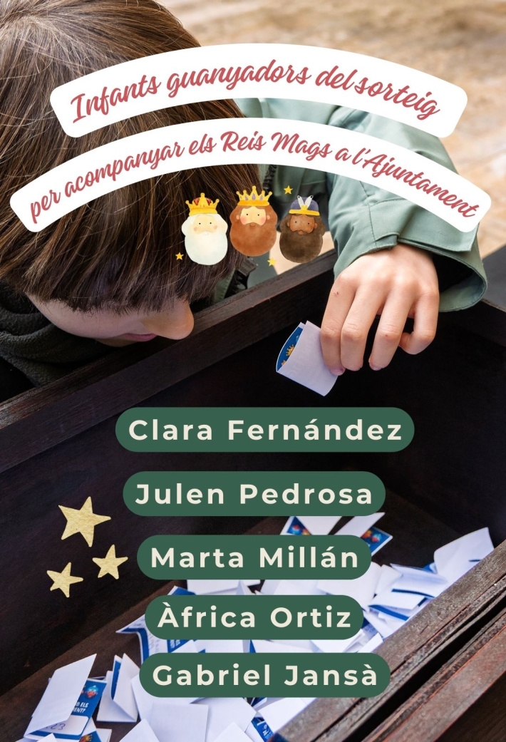 Ja tenim els infants guanyadors del sorteig per acompanyar els Reis Mags a l&rsquo;Ajuntament