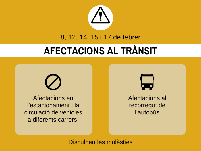 Afectacions al tr&agrave;nsit amb motiu dels diferents actes de Carnaval