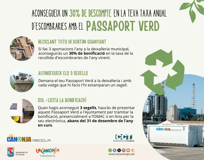 Bonificaci&oacute; del 30% a la taxa d&rsquo;escombraries per l&rsquo;&uacute;s de la deixalleria