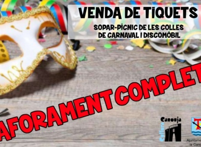 Entrades exhaurides pel sopar-pícnic de les colles de Carnaval