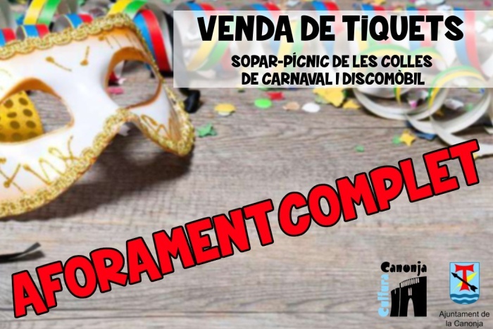 Entrades exhaurides pel sopar-pícnic de les colles de Carnaval