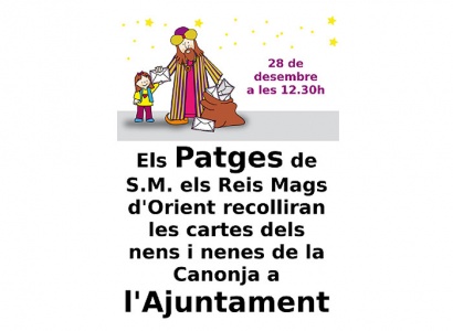 ATENCIÓ!!!  ELS PATGES DE S.M. ELS REIS MAGS D'ORIENT RECOLLIRAN LES CARTES A L'AJUNTAMENT