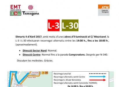 AVÍS. 4 d'abril: Afectacions al recorregut de l'autobús