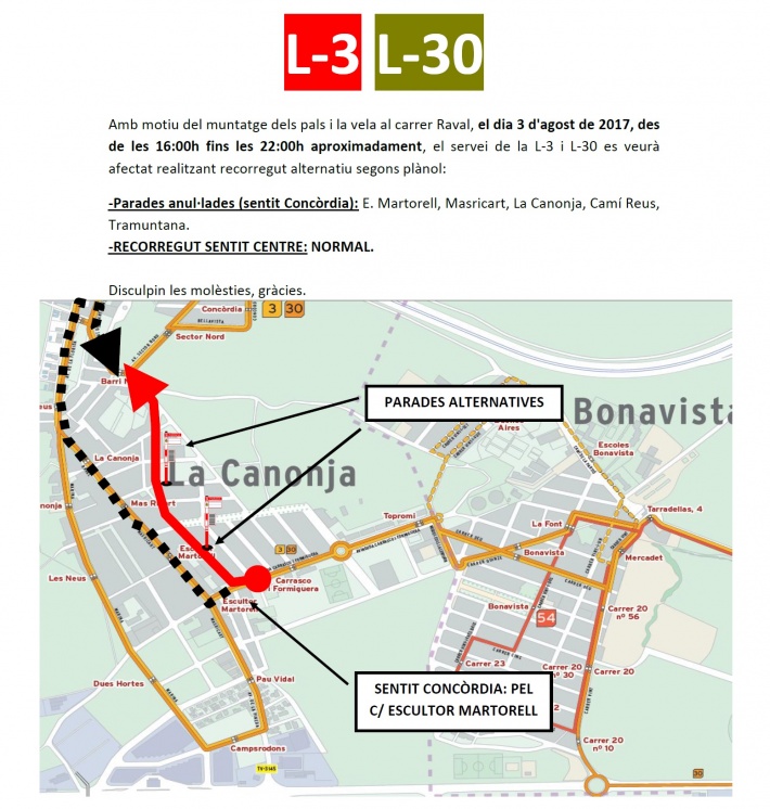 3 d'agost - Afectacions al trànsit i Bus EMT amb motiu del muntatge de la vela de la Raval
