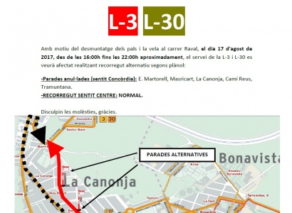 17 d'agost - Afectacions al trànsit i Bus EMT amb motiu del desmuntatge de la vela de la Raval