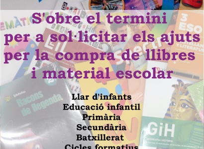 Obertura del termini per a sol·licitar els ajuts per la compra de llibres i material escolar