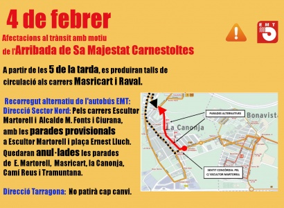 Afectacions al trànsit amb motiu de l'arribada del Carnestoltes