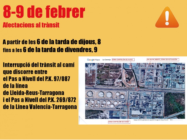 Afectacions al trànsit dies 8 i 9 de febrer
