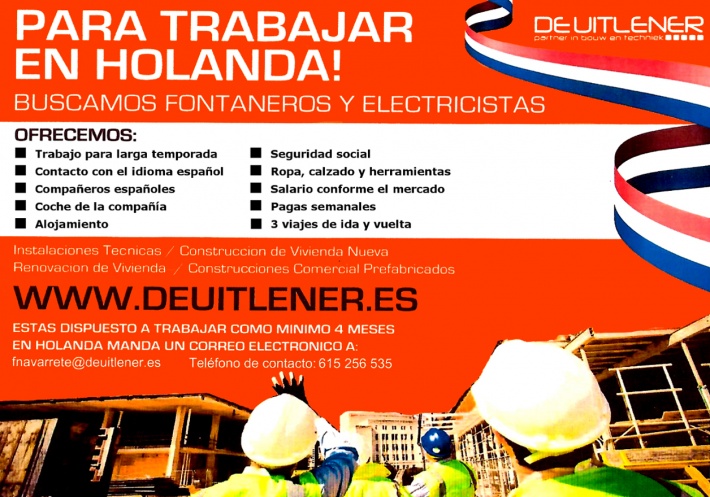 L'empresa de construcció De Uitlener ofereix places d'oficial de primera i de segona de fontaneria a Holanda