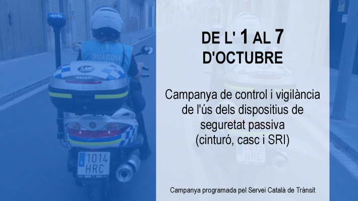 De l'1 al 7 d'octubre: Campanya de control i vigilància