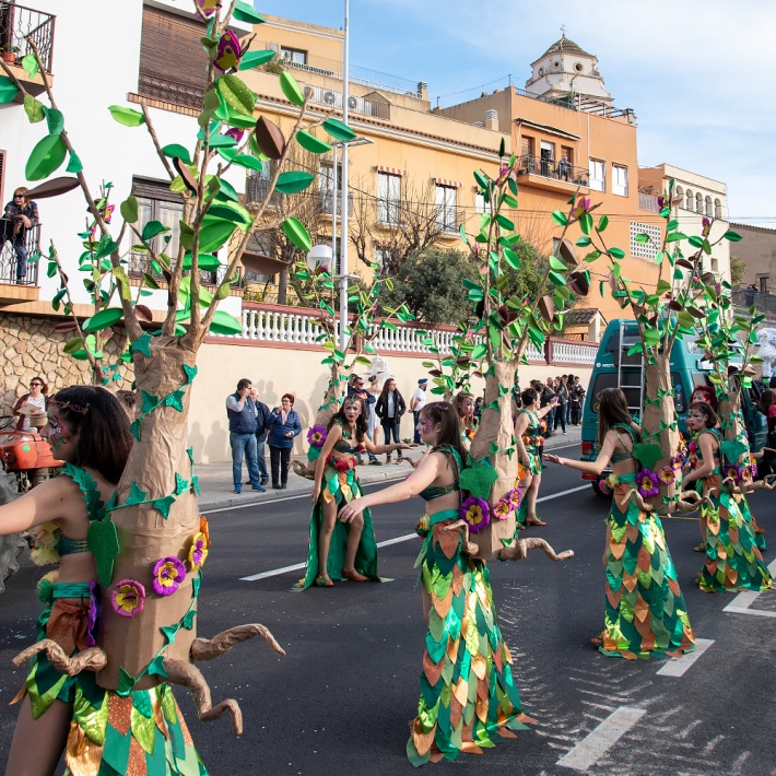 Plomes, purpurina, música i colors omplen els carrers de la Canonja amb la Rua de Carnaval
