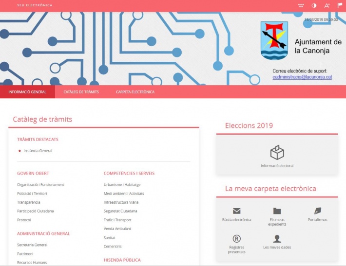 La seu electrònica de la Canonja en funcionament