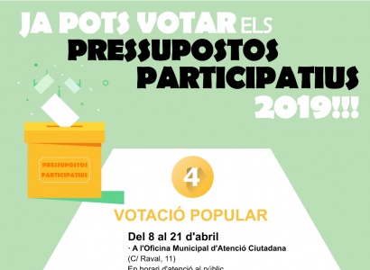 A partir de dilluns ja es podran votar les propostes dels Pressupostos Participatius 2019