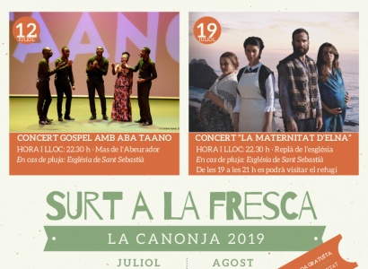 Espectacles a la fresca totes les nits de divendres des del 5 de juliol fins el 2 d'agost amb el programa del Surt a la Fresca i el concert de SAL150