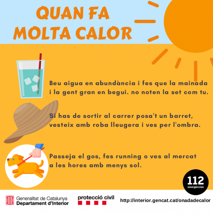ALERTA PER CALOR: Extremeu les precaucions i seguiu les recomanacions de Salut