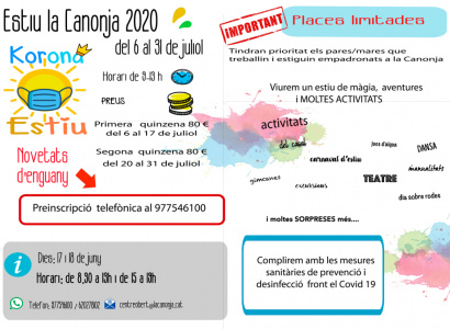 17 i 18 de juny: preinscripcions al Casal d'Estiu 2020, una edició molt diferent!