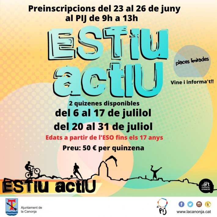 Del 23 al 26 de juny: Inscripcions obertes per l'Estiu Actiu