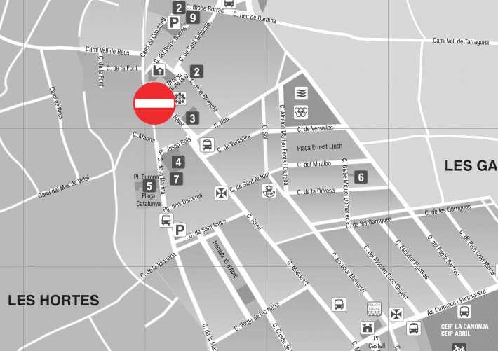 Del 6 al 15 de juliol: Tall a la intersecció dels carrers Marina i Raval amb afectacions al trànsit i al recorregut de l’autobús de l’EMT