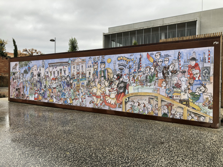  La història de la Canonja en un mural gegant de Pilarín Bayés
