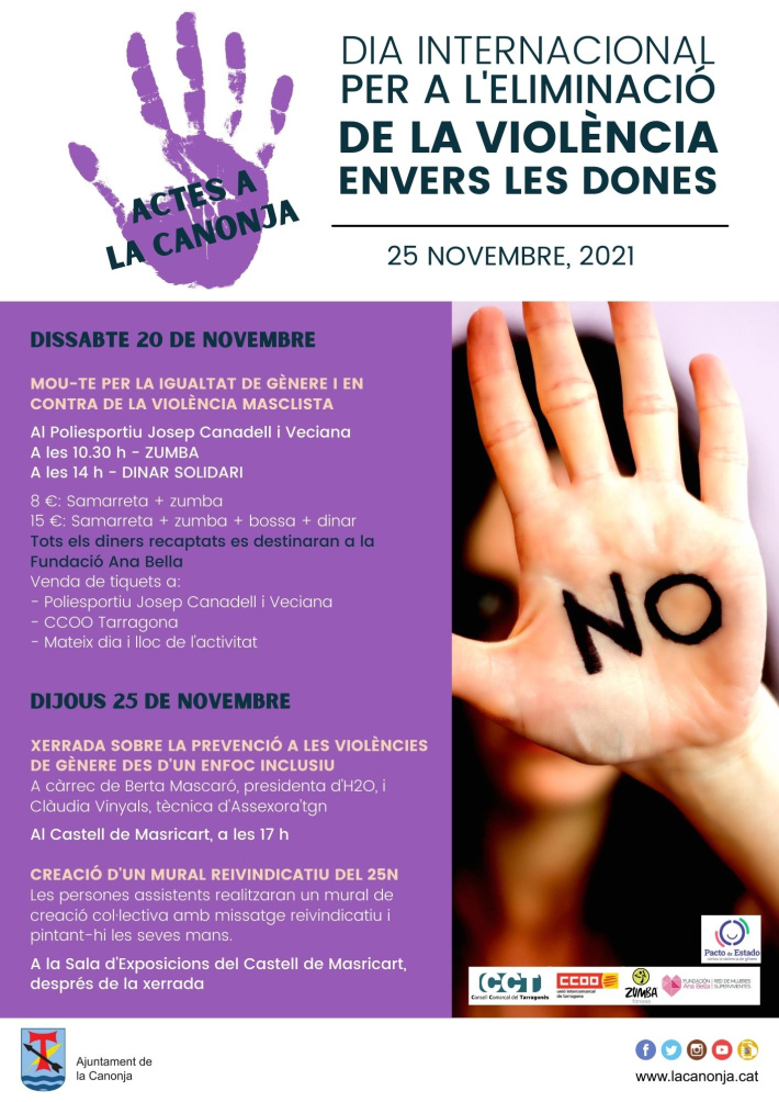 Actes a la Canonja amb motiu del Dia Internacional de l’Eliminació de la Violència contra les Dones