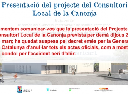 Suspesa la presentació del Projecte del Consultori Local de la Canonja