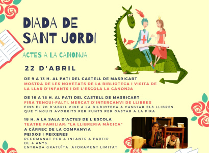 Intercanvi de llibres, teatre familiar i festa de la Gent Gran per Sant Jordi