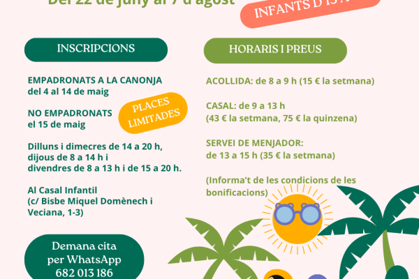 Inscripcions: Casal d'Estiu '26